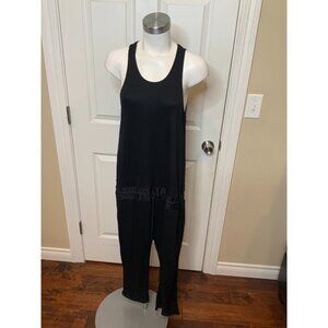 Rag & Bone Black Sleeveless V-Neck Open Back Drawstring Jumpsuit, Size Medium